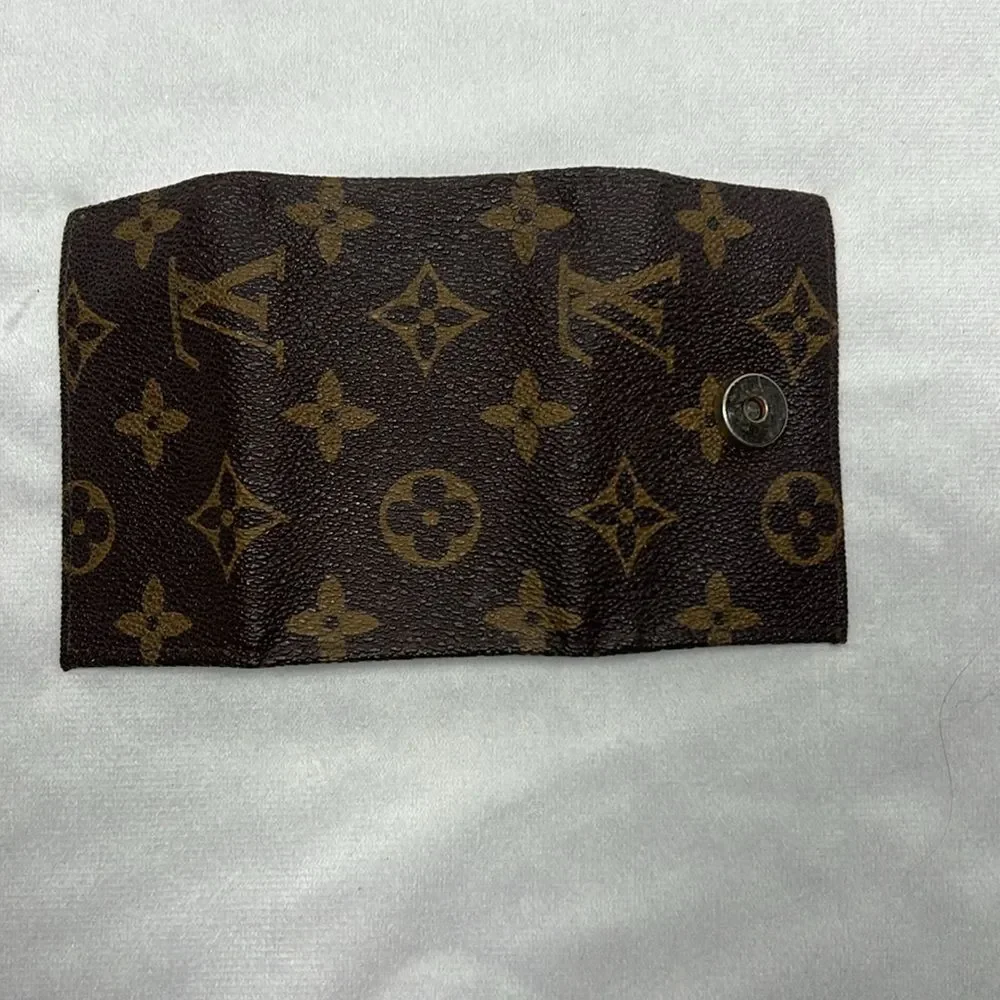 Louis Vuitton Vintage Logo Coated Canvas Key Coin Case Wallet Snap Hooks Zipper